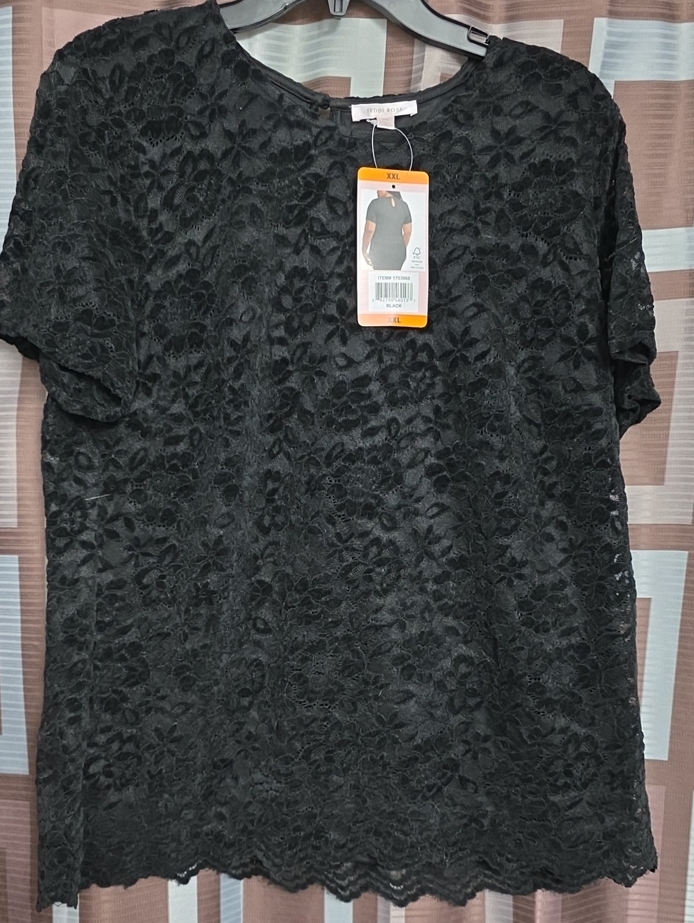 Black Floral Lace Short-Sleeve Men's Tee by Studio 94